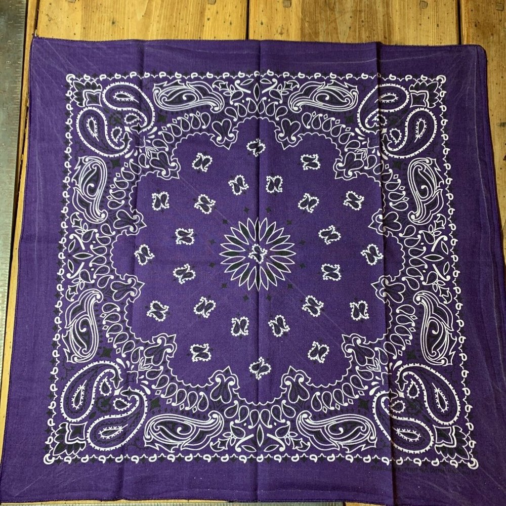 100% Cotton Purple Paisley Hav-A-Hank  Made In USA  Biker Bandanna